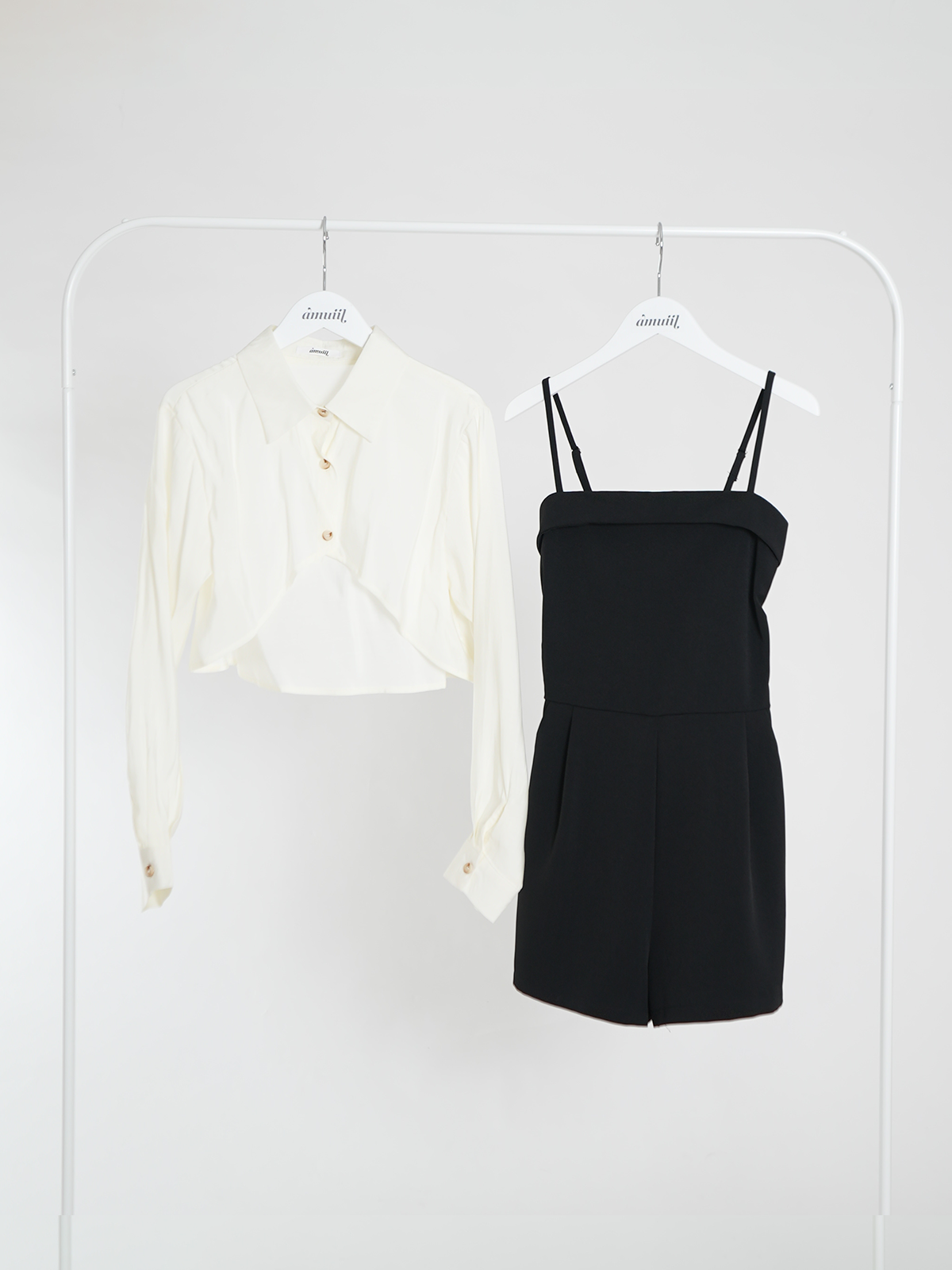 Black Cami Dress & White Shirt Set