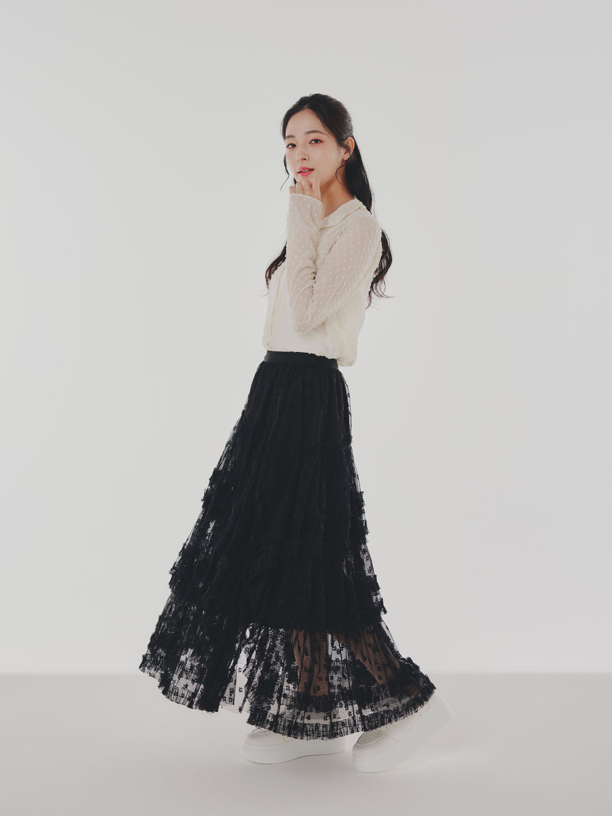 Lace Flare Long Skirt