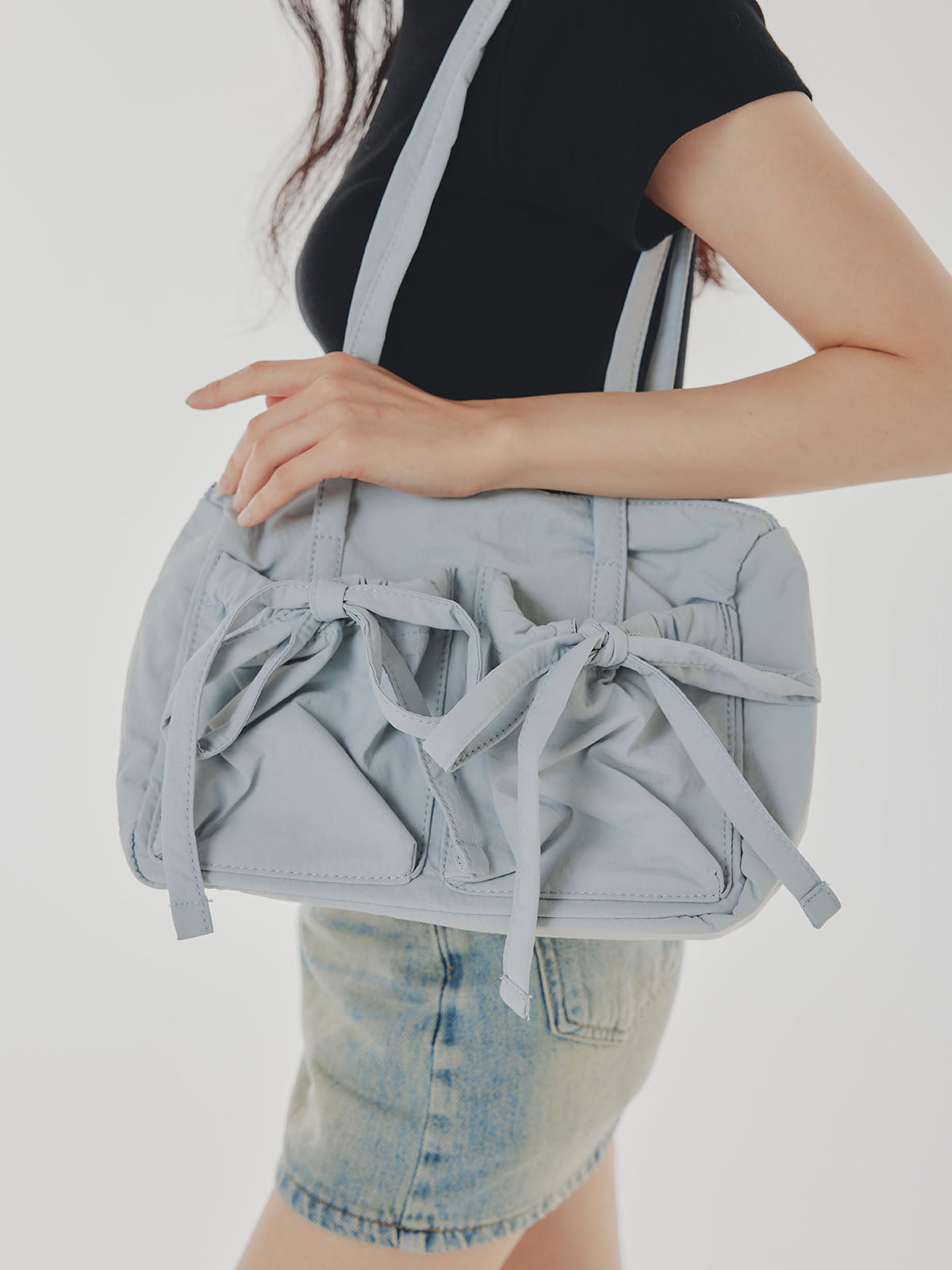Nylon Ribbon Shoulder Bag