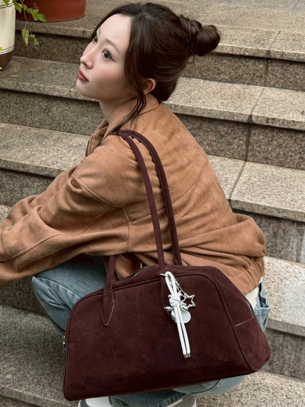 Mild Suede Bag & Puppy Charm Set