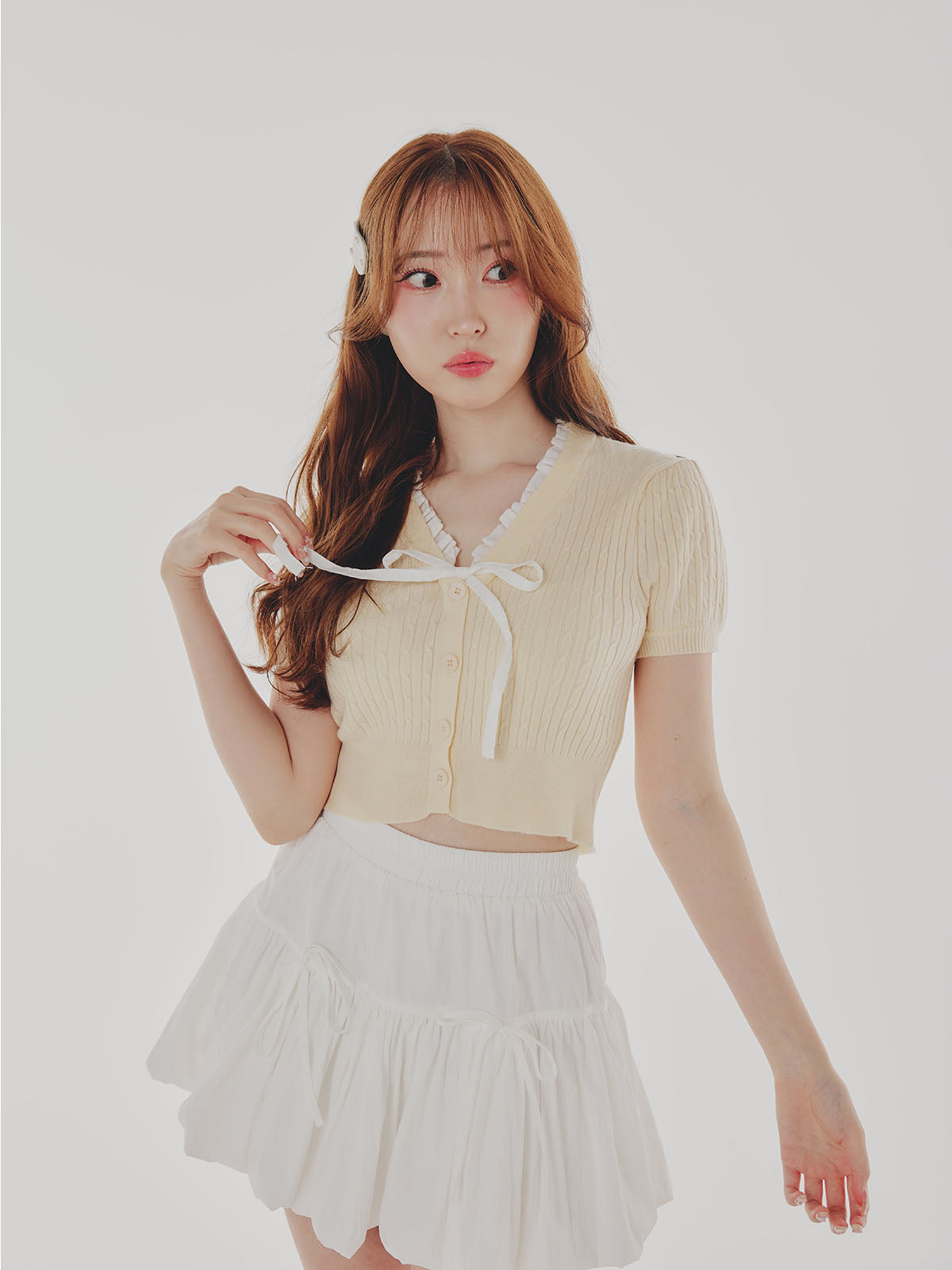 Short Sleeve Knit with Ribbon