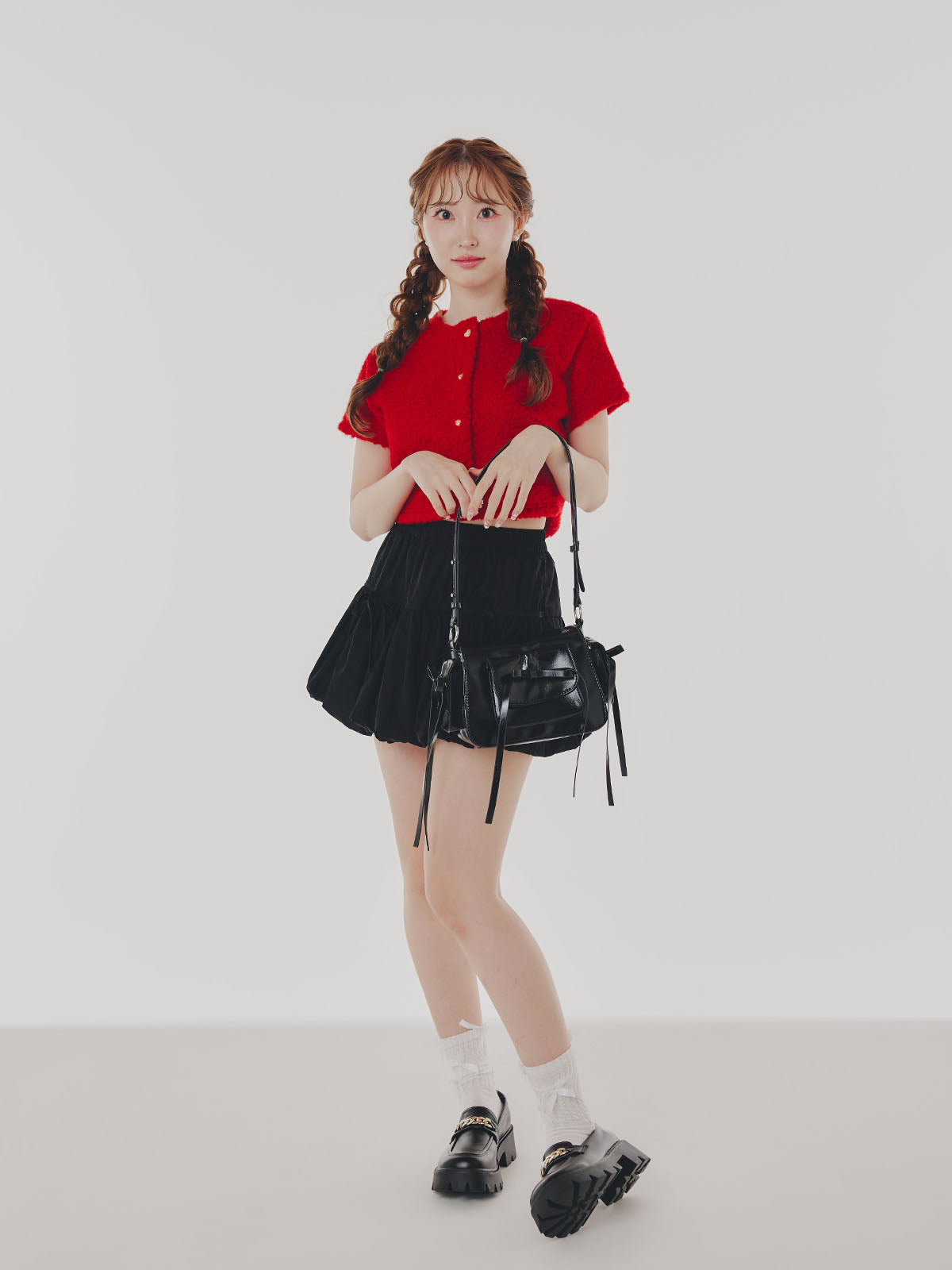 Red Short Sleeve Cardigan