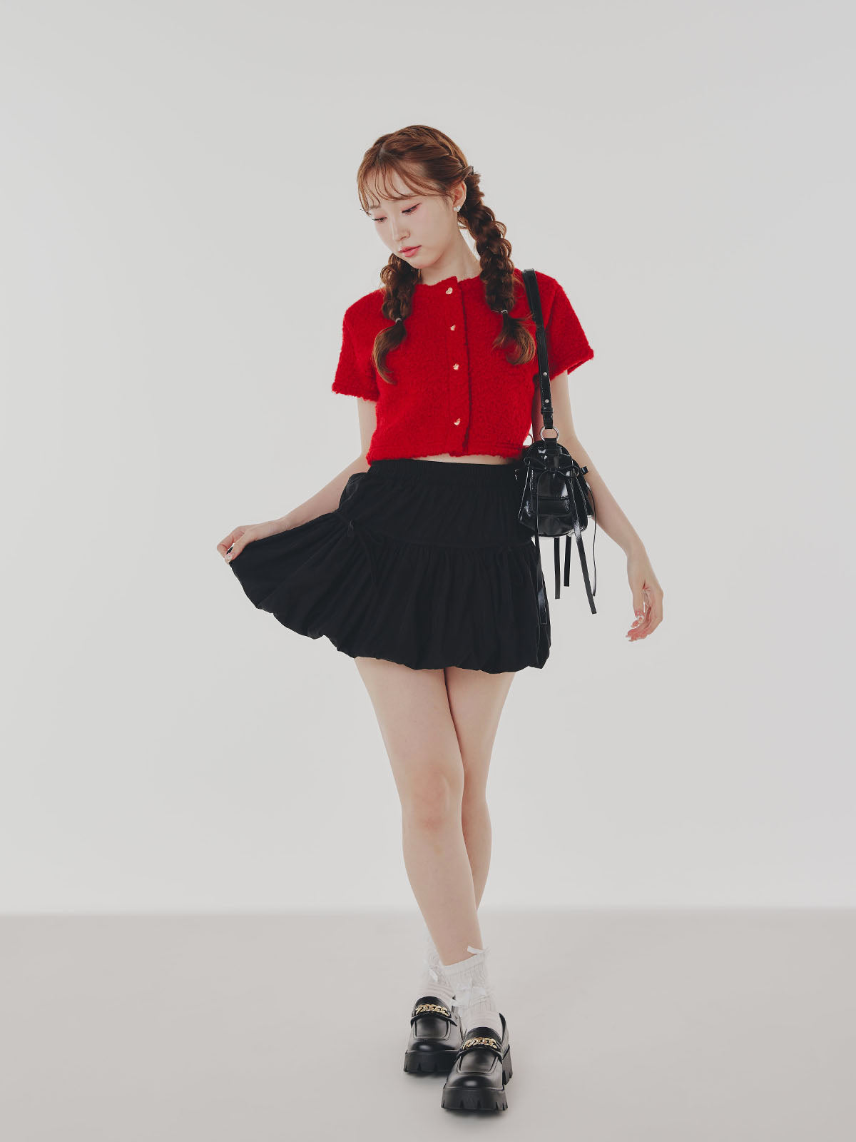 Red Short Sleeve Cardigan
