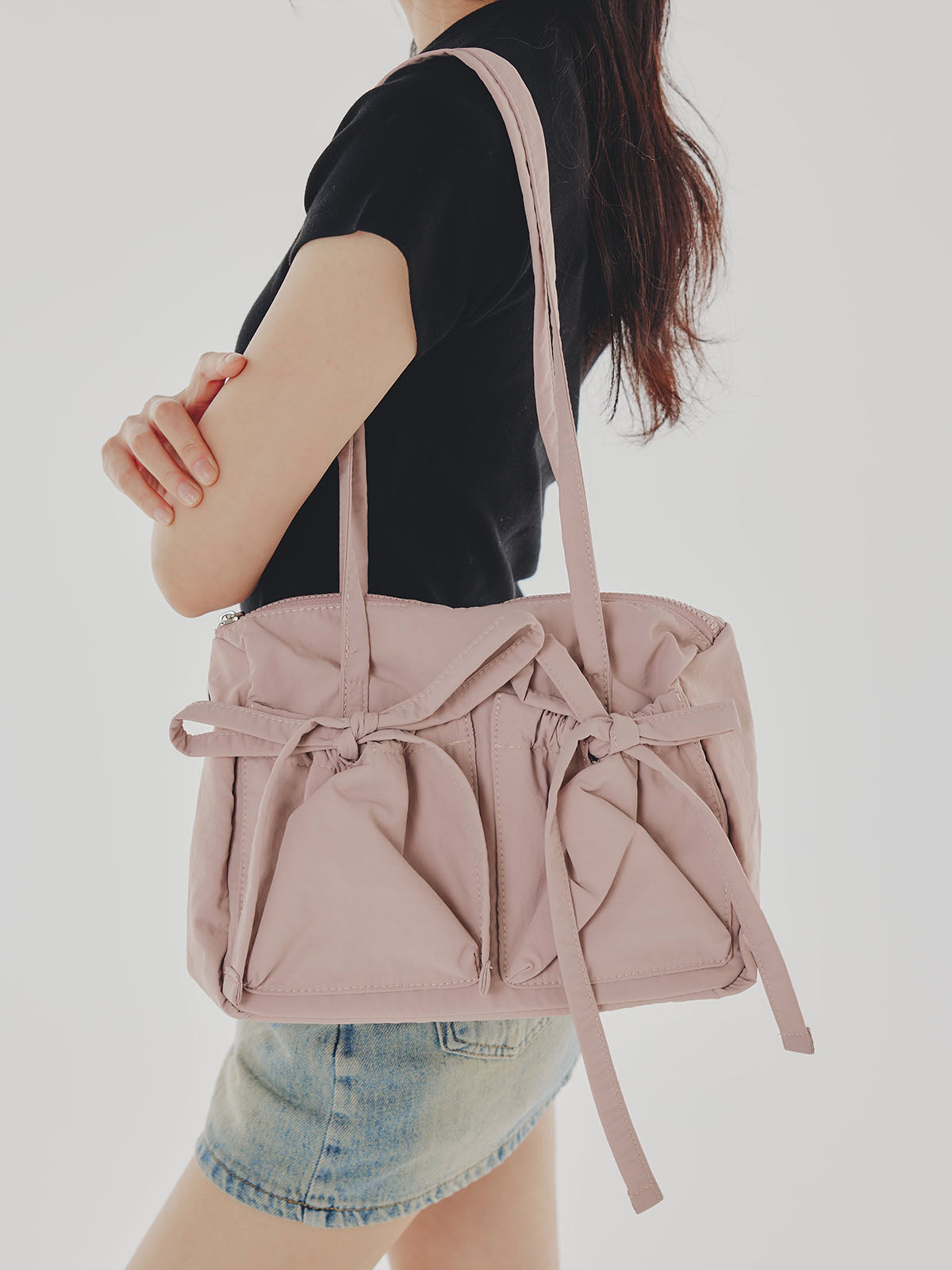 Nylon Ribbon Shoulder Bag