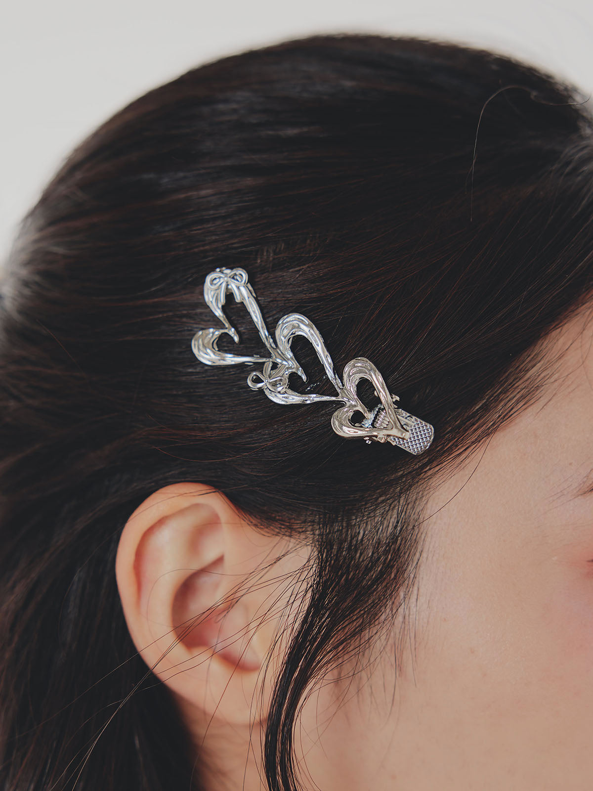 Silver Heart Hair Clip